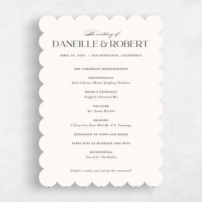 Beige Scalloped Wedding Program - Hilltone