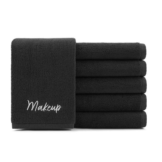 Arkwright Makeup Towels - Pack of 6 - Super Soft 100% Cotton, Gentle & Lightweight Face Make Up Remover Washcloths, Guest Essentials for Hosts & Artists, 13 x 13 in, Black