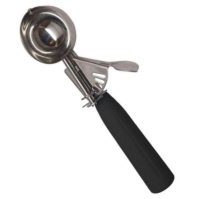 Meadow Lane Trigger Scoop - #24 Size (2-in Diameter) 2.7 Tbsp Capacity, Stainless Steel, Portion Control, Ice-cream & Cookie Dough Scoop, Black