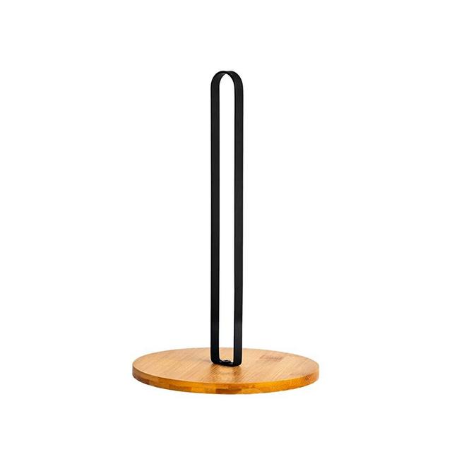 Paper Towel Holder, Countertop Paper Towel Holder with Anti-Skid Wooden Bamboo Base for Kitchen, Cabinet, Table