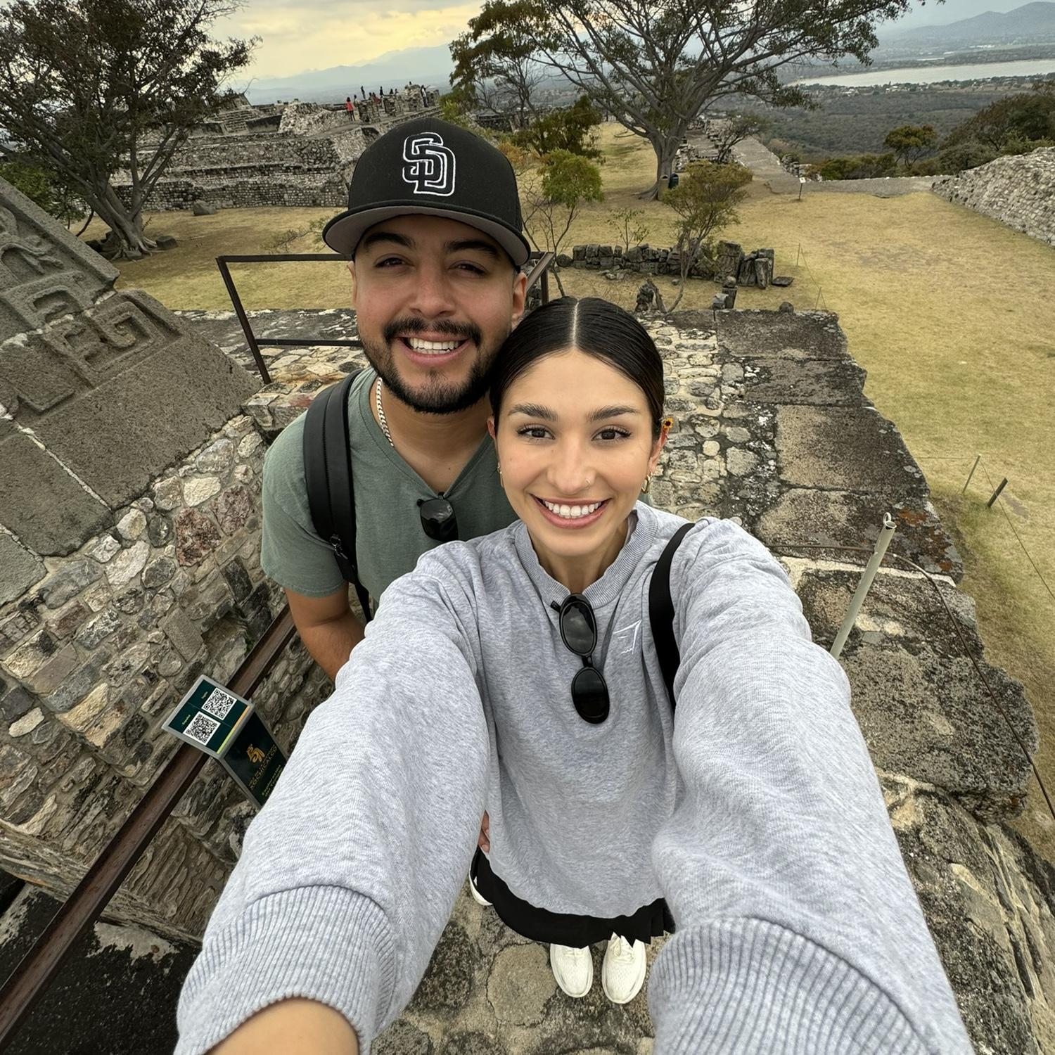 Exploring the pyramid ruins in Xochicalco