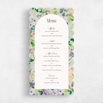 Green Scalloped Wedding Menu - Addison
