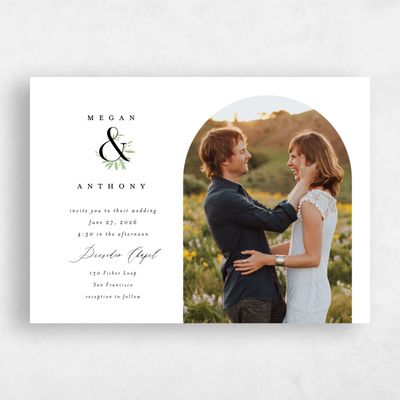 White Greenery Wedding Invitation - Jackson Arch