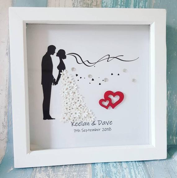 Wedding picture frame for parents - Wedding Box Frame - Personalized wedding photo frame - Mr And Mrs - Wedding Gift - Anniversary Gift