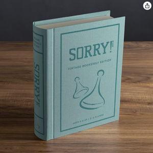 Sorry! Vintage Bookshelf Edition by WS Game Company - Classic Sorry Board Games Retro 1958 Design - Linen-Wrapped Book Case, Wooden Pawns & Full-Size Folding Board, Ages 6+, Suitable for 2-4 Players