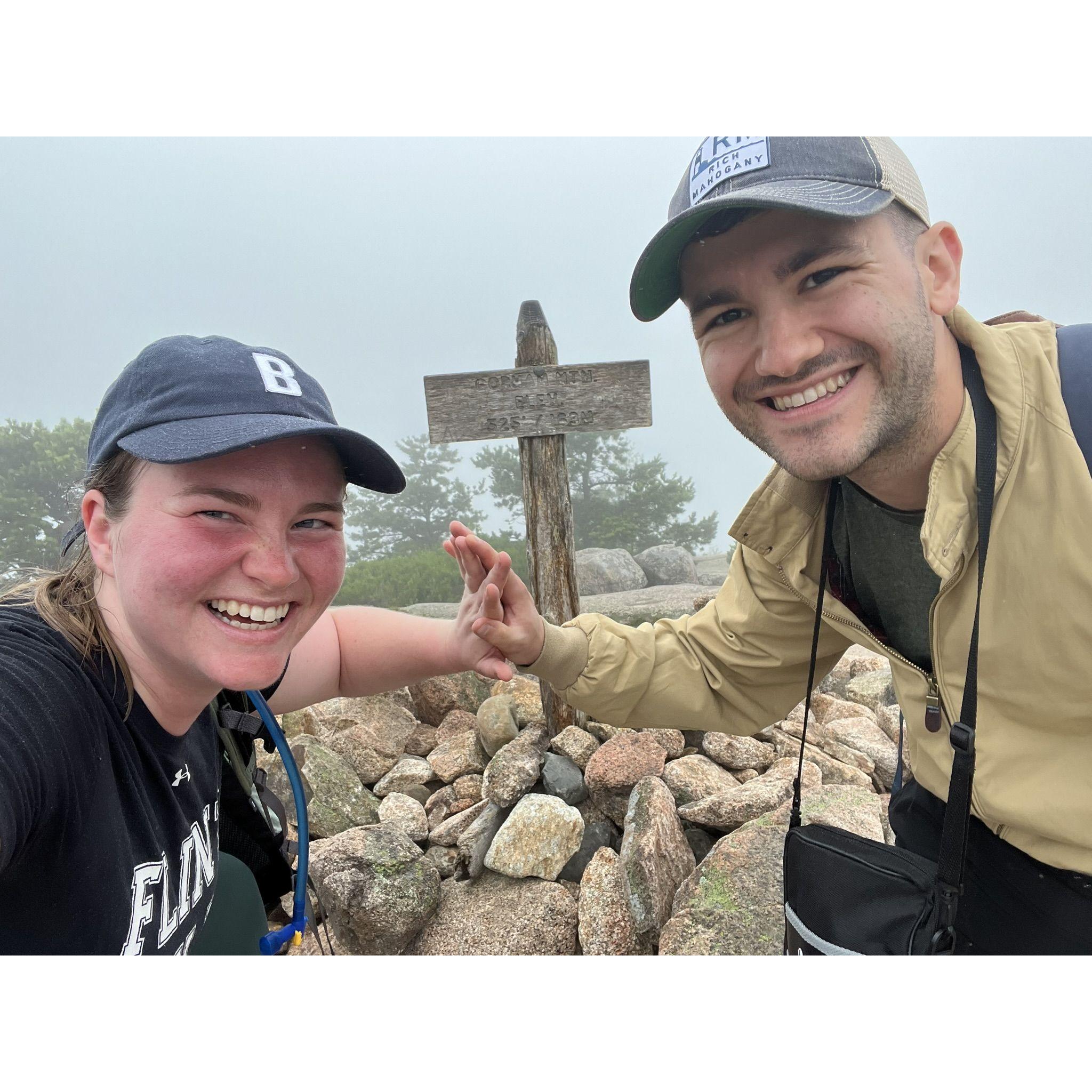 Hiking in foggy Maine