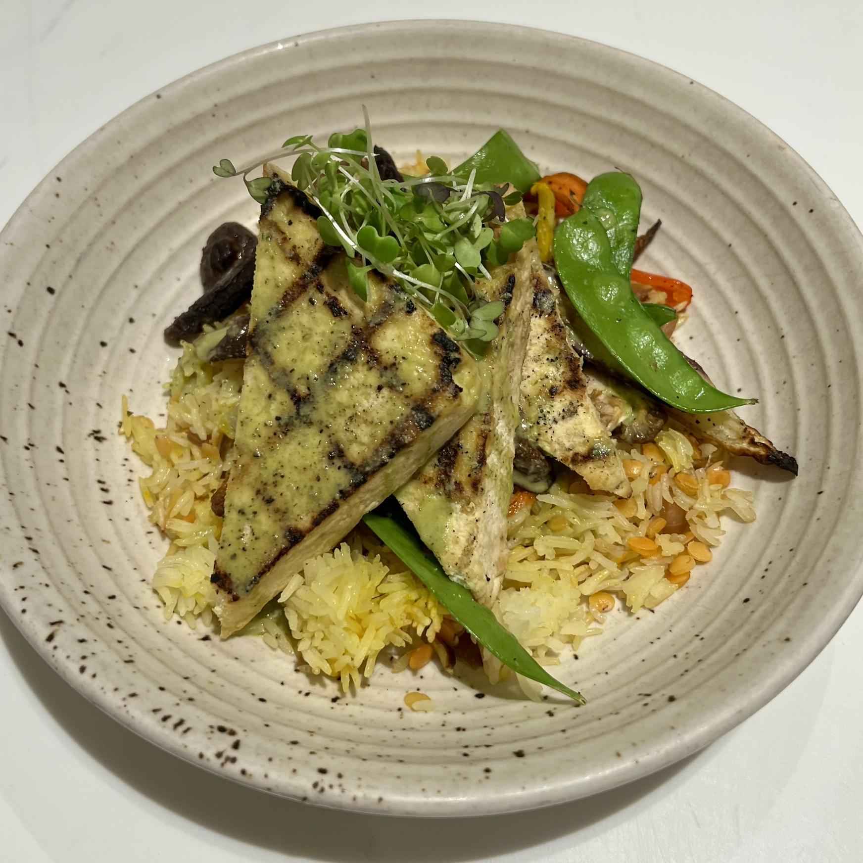 Dinner option vegan:
Marinated Cleveland tofu,
Seasonal vegetables, killbuck valley mushrooms,
Herby tahini + mujadara grain pilaf