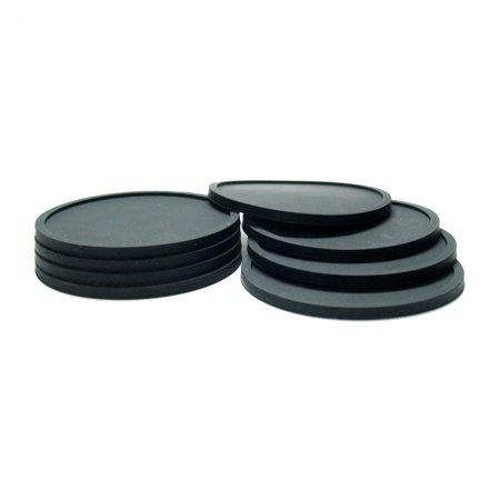 Set of 8 Silicone Drink Coasters Non Slip Grip - Black