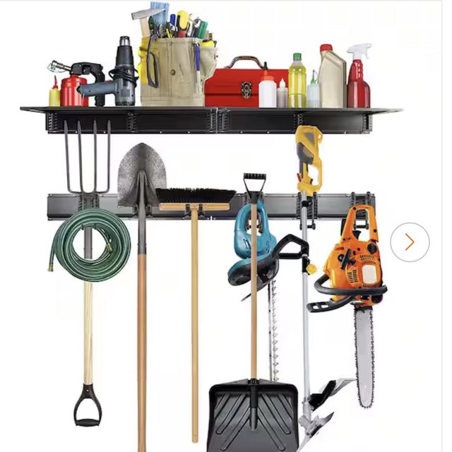 RAXGO Steel Rack Garage Tool Storage Rack with Wall Shelf - 7.6 in. W x 23.8 in. D x 3.9 in. H RAXWTRWS