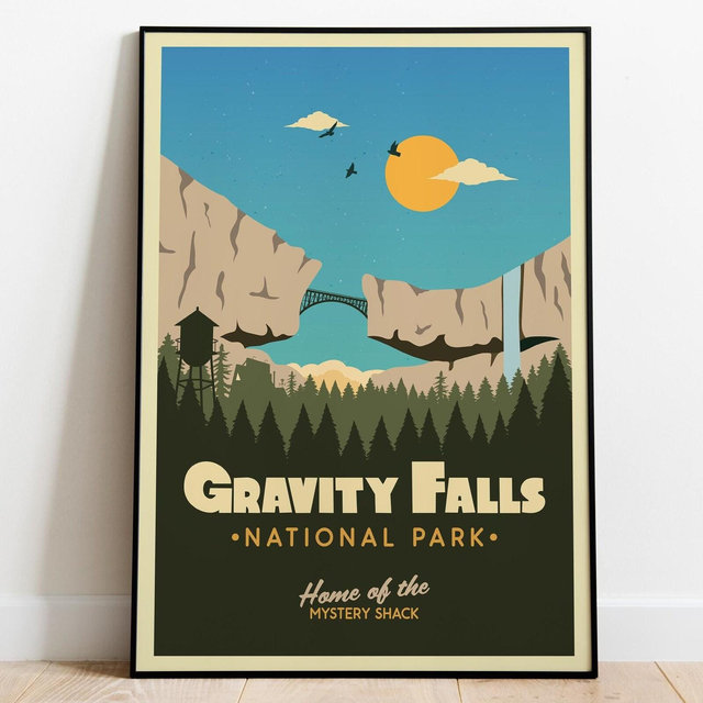 Gravity Falls National Park Poster, Gravity Falls Poster, Disney Gravity Falls Art Poster, Mystery Shack Poster, Dipper & Mabel Pines Poster