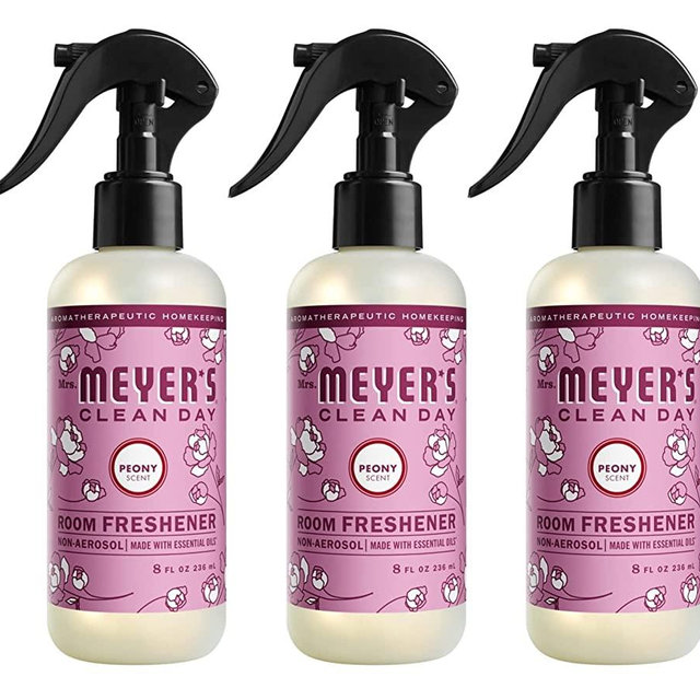 Mrs. Meyer's Room and Air Freshener Spray, Non-Aerosol Spray Bottle Infused with Essential Oils, Limited Edition Peony Scent, 8 fl oz - Pack of 3