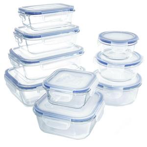 18 Piece Glass Food Storage Container Set - BPA Free - Use for Home, Kitchen and Restaurant - Snap On Lids Keep Food Fresh with Airtight Seal Safe for Dishwasher, Freezer, Microwave and Oven