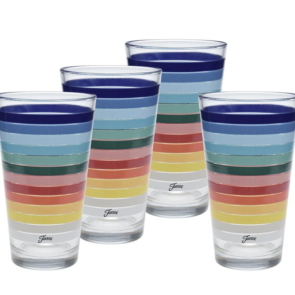 16 oz. Fiesta® All Colors Stripe Cooler Glass - Set of 4