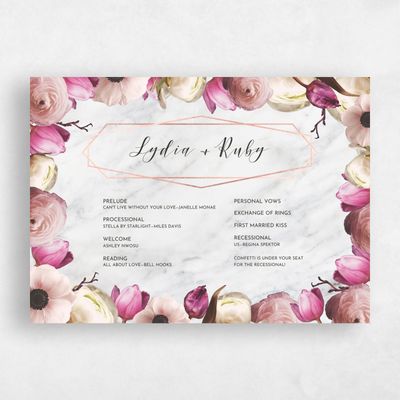 Pink Wedding Program - Camellia