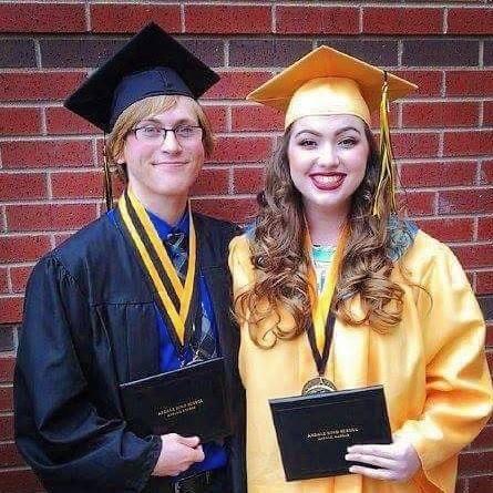 Graduating high school with honors! Monica was a valedictorian and Will was a salutatorian