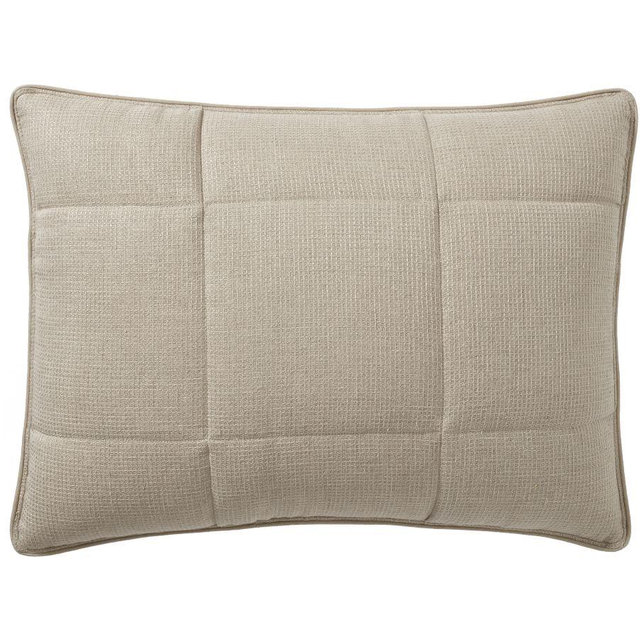 European Flax Linen Waffle Comforter Sham, Dark Flax, Standard, Set of 2