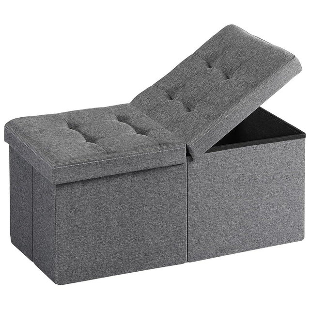 Snuvid 30-INCH Storage Ottoman Bench, Footrest with Storage, End of Bed Bench Coffee Table for Living Room, Bedroom, Entryway, Dark Gray