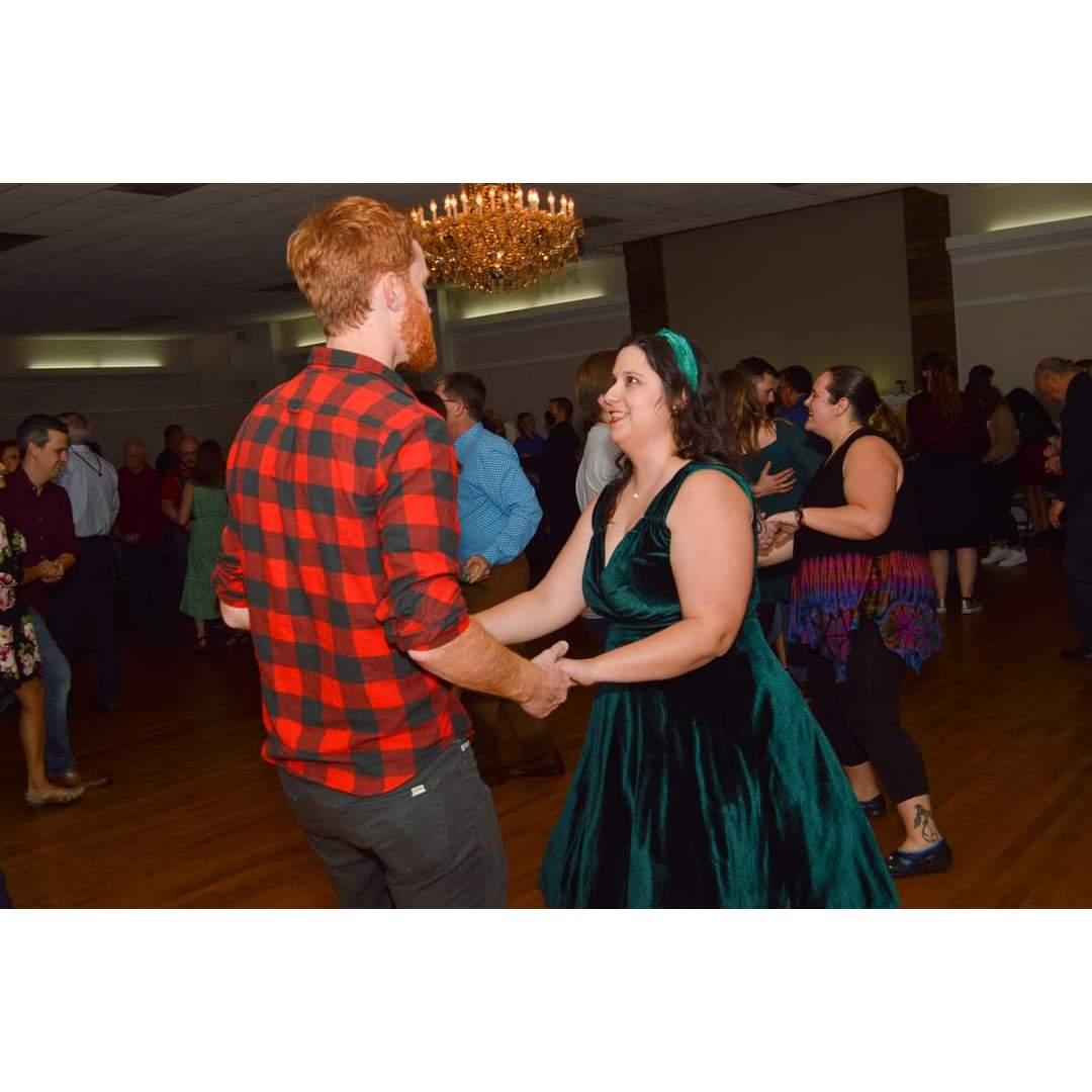 Dancing in 2022, right before I broke my foot a few weeks later and delayed our dance lessons. Thankfully we got back to it!