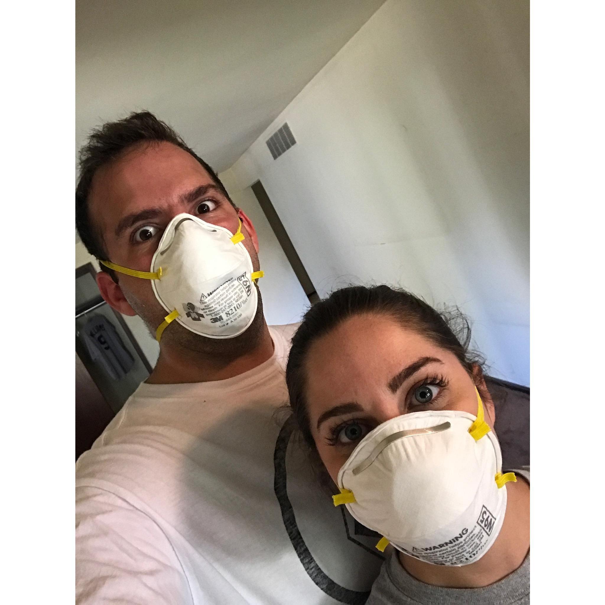 Working on the new house, a few short hours after we closed!