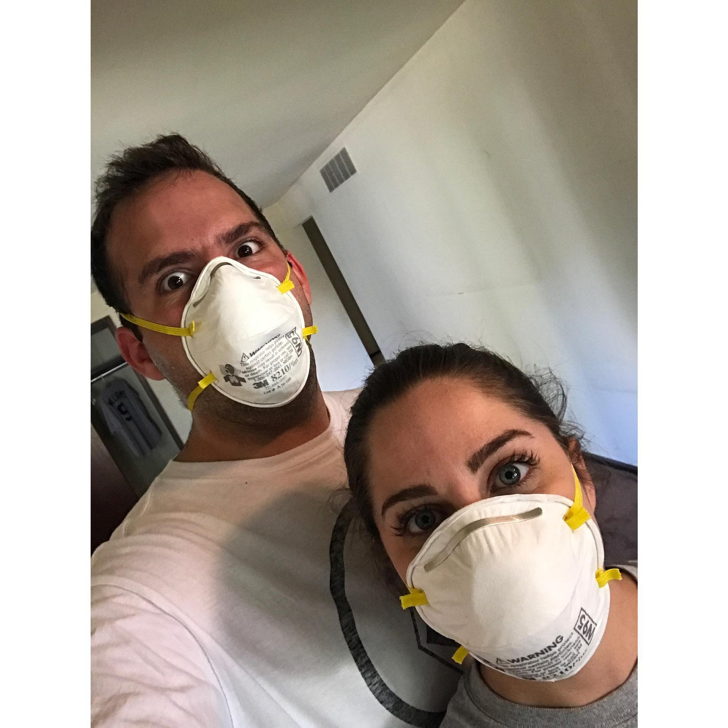 Working on the new house, a few short hours after we closed!