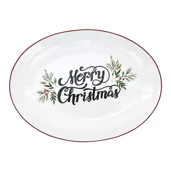 St. Nicholas Square® Farmhouse Merry Christmas Oval Serving Platter