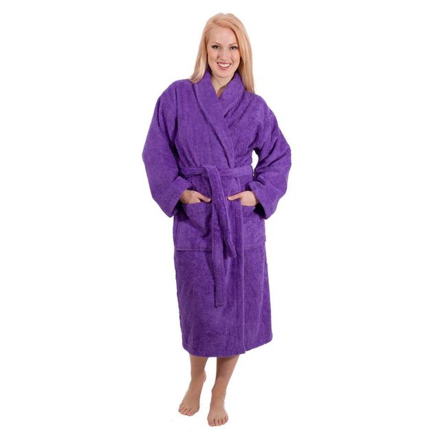 Medium Luxury Turkish Cotton Unisex Robe in Purple