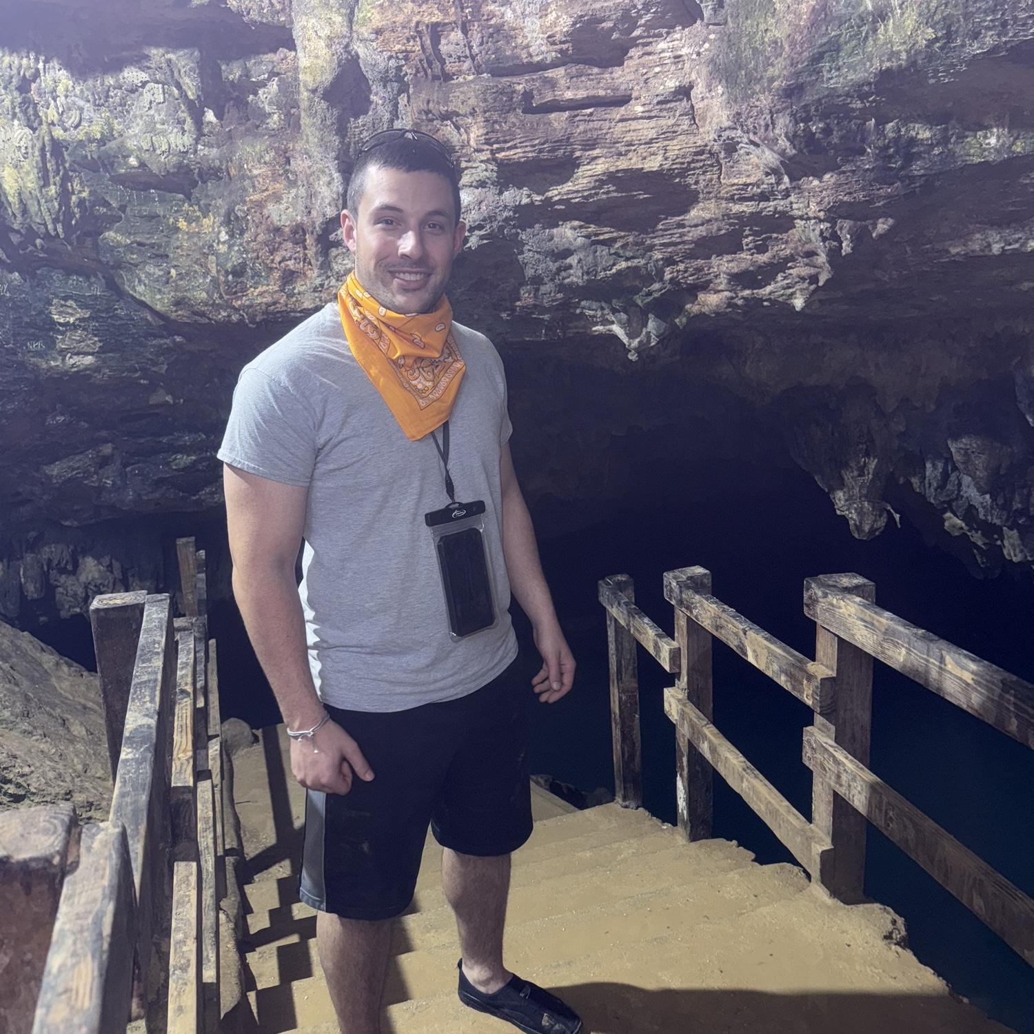The Groom exploring a cenoté in Dominican Republic before dirt buggy rides.
(The Bride was having a conniption for him not to trip and fall in the cave while capturing the picture)