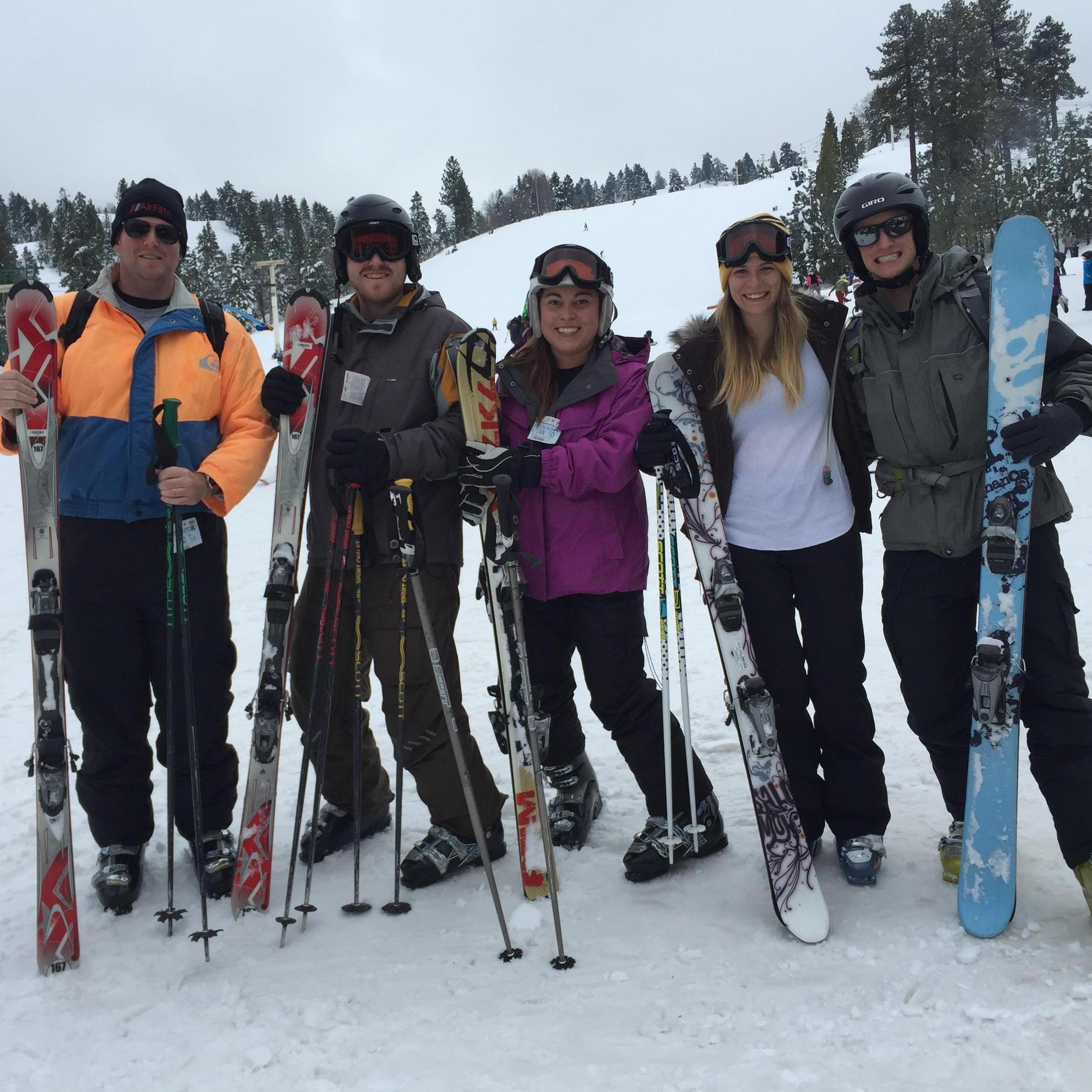 We love skiing with our friends!
