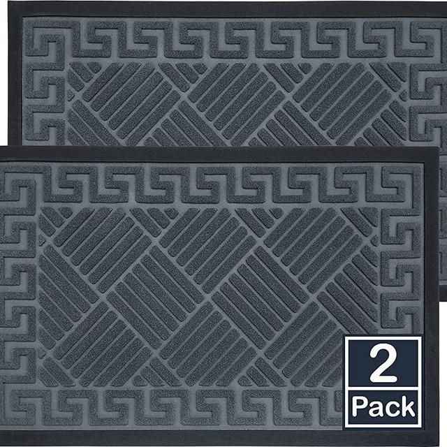 2 Pack Front Door Mats Outdoor Indoor 30x18 Heavy Duty Rubber Welcome Mats Outdoor Mat for Outside Inside Entry Home Waterproof, Non Slip Washable Floor Entryway Rug, Exterior Doormat Outdoor Entrance