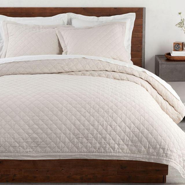 Belgian Flax Linen Diamond Quilt, Full/Queen, Flax