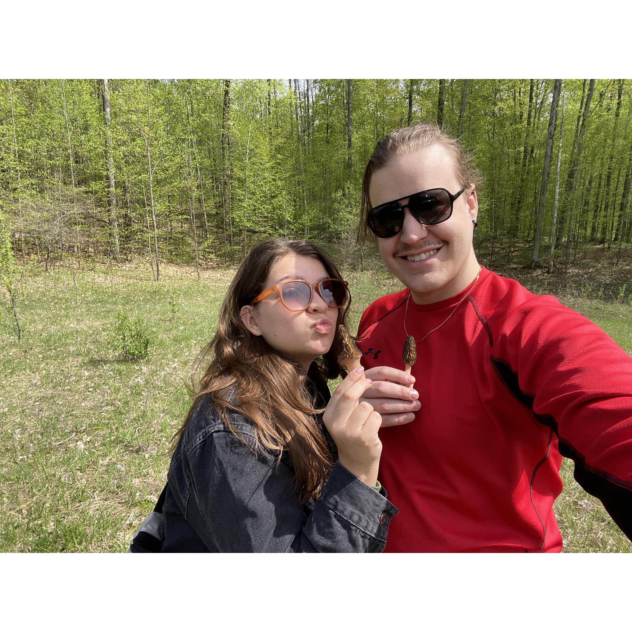 Finding our first morels together