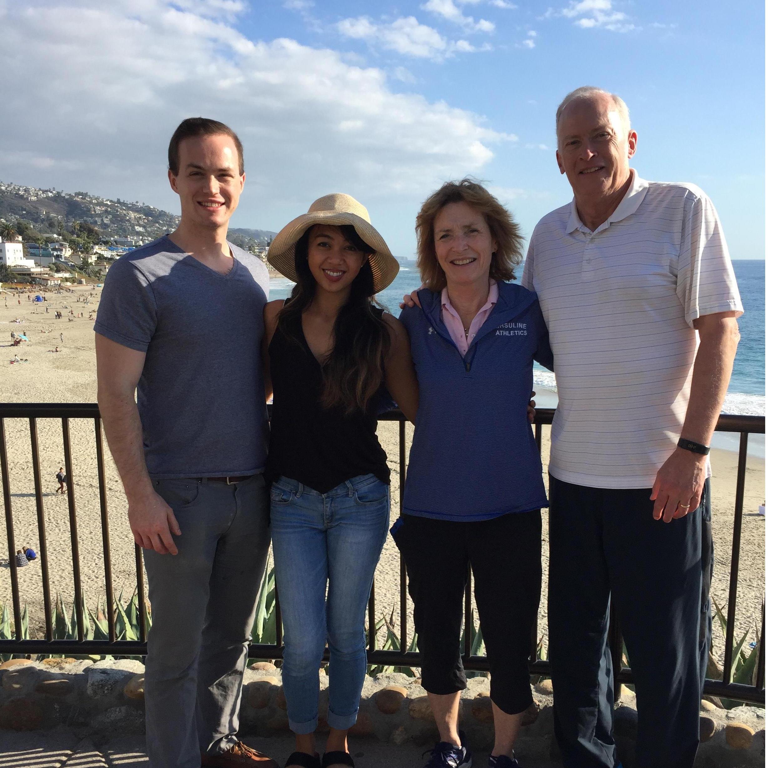 At our core, family is one of our most important shared values. Here, my family visited Alexandra and me in Laguna Beach in 2018.