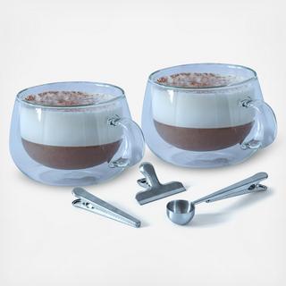 Coffee Clip & Double Walled Cappuchino Cup Set