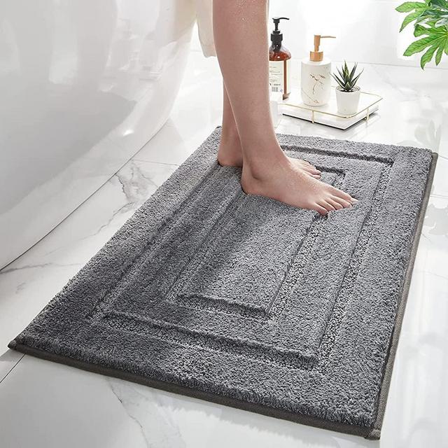 MontVoo Bathroom Mats - Luxury Soft Absorbent Plush Microfiber Gray Bathroom Rugs-Non Slip Washable Bath Mats Bath Rugs for Bathroom-Tub-Shower-Sink-16”x24”