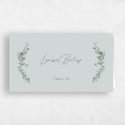 Blue Sage Mist Wedding Place Card - Verde