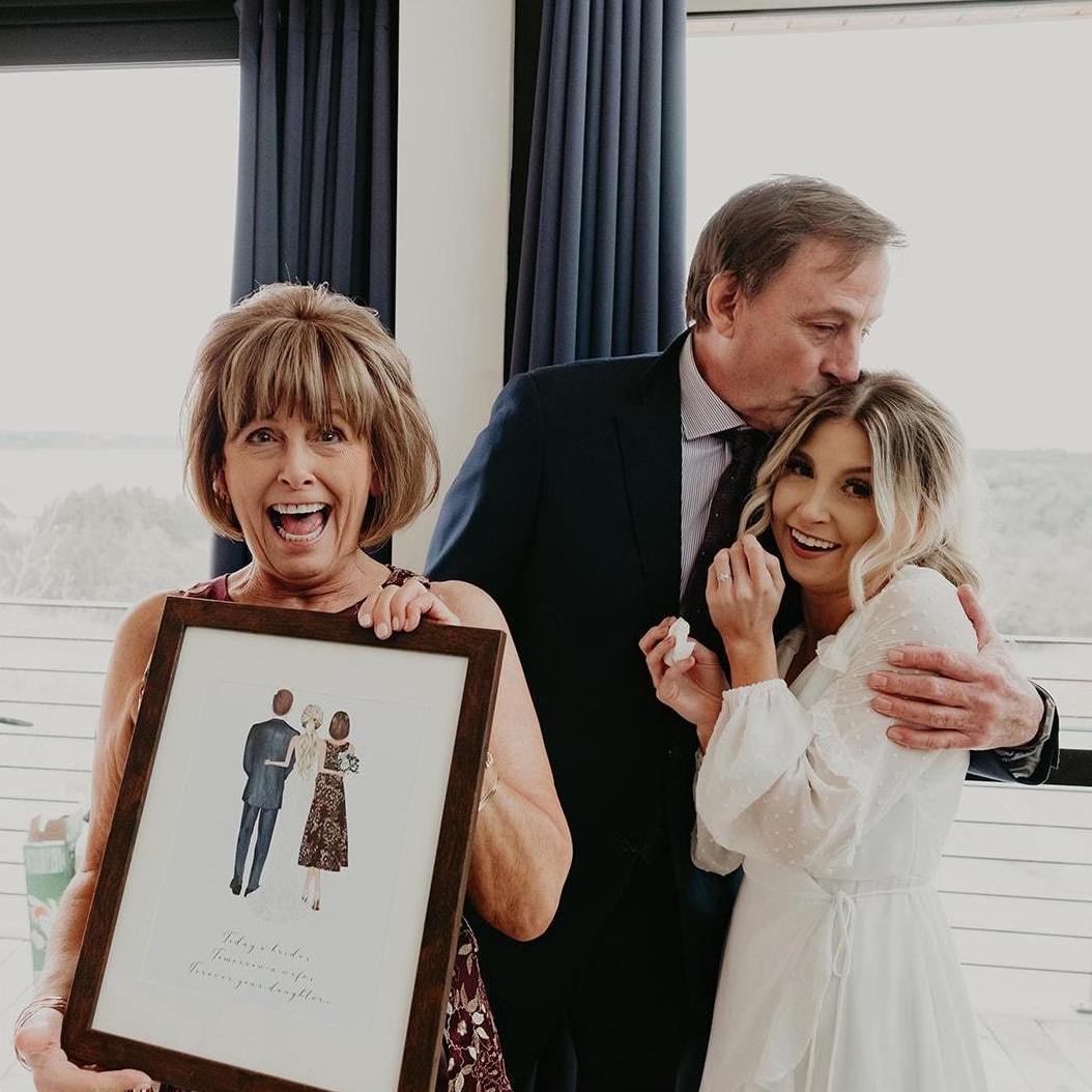 surprising deb + dave with a gift