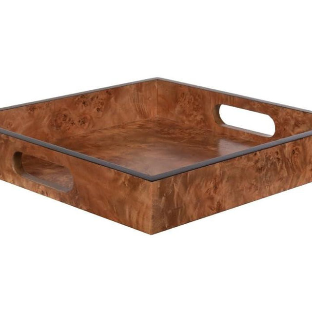 Alice Lane Matte Burled Wood Serving Tray – Premium Decorative Wood Tray for Home Décor & Entertaining - Small