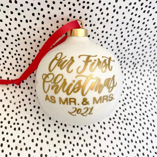 Personalized Wedding Ornament - Our First Christmas, Newlywed Gift
