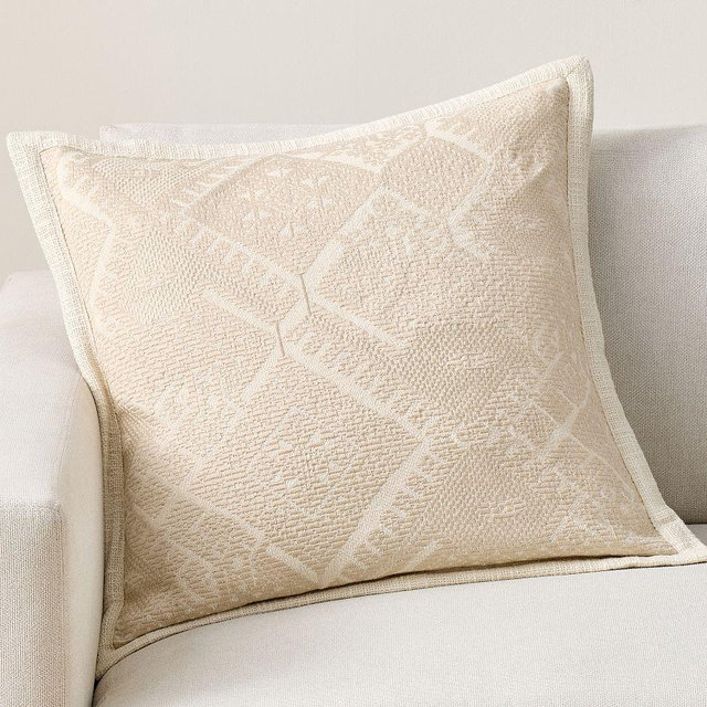 Fez Embroidered Pillow Cover, Sand, 22"