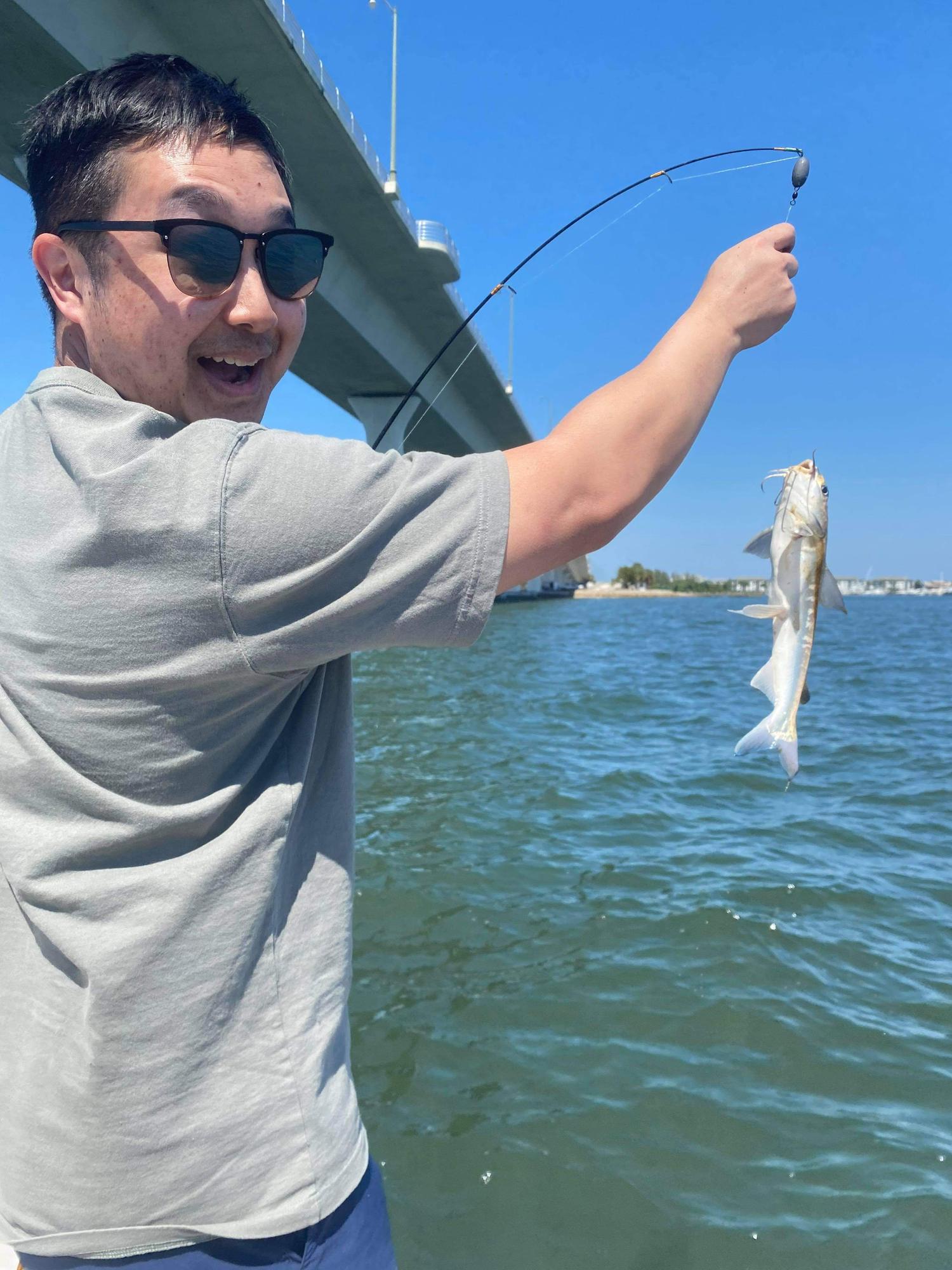 His first catch out on my brother’s boat. He’s clearly ecstatic!