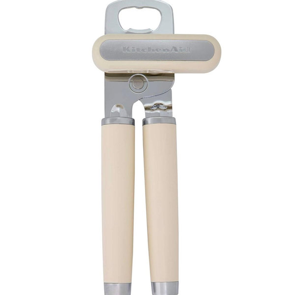 KitchenAid Classic Multifunction Can Opener and Bottle Opener Easy to Use, Razor Sharp Stainless Steel Cutting Wheel, Soft Ergonomic Handles, Almond Cream