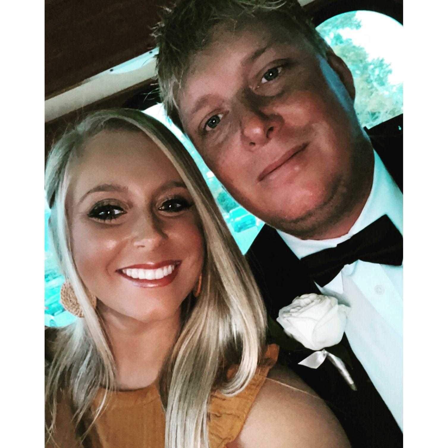 First wedding together - Adam caught the garder at this wedding!