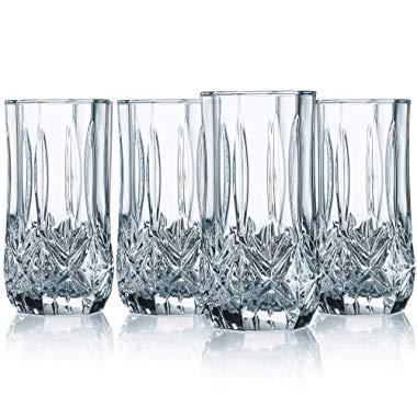 Elegant Highball Glasses Clear Heavy Base Tall Bar Glass - Set Of 12 Drinking Glasses for Water, Juice, Beer, Wine, and Cocktails 16 Ounces