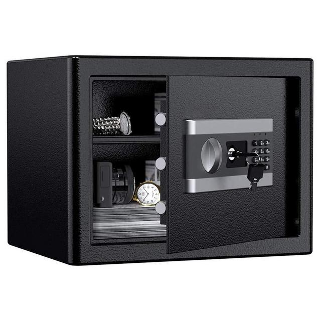 ETE ETMATE Safe Security Box, Digital Keypad and Key Lock for Cash Money Jewelry, Fireproof Waterproof Safe Cabinet with Induction Light（1.0cub）