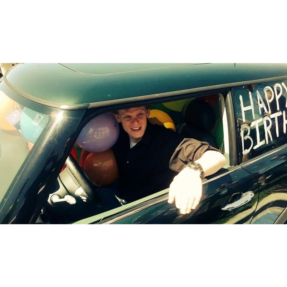 Josh's 16th birthday! Allie and friends filled his car with balloons - spring 2013