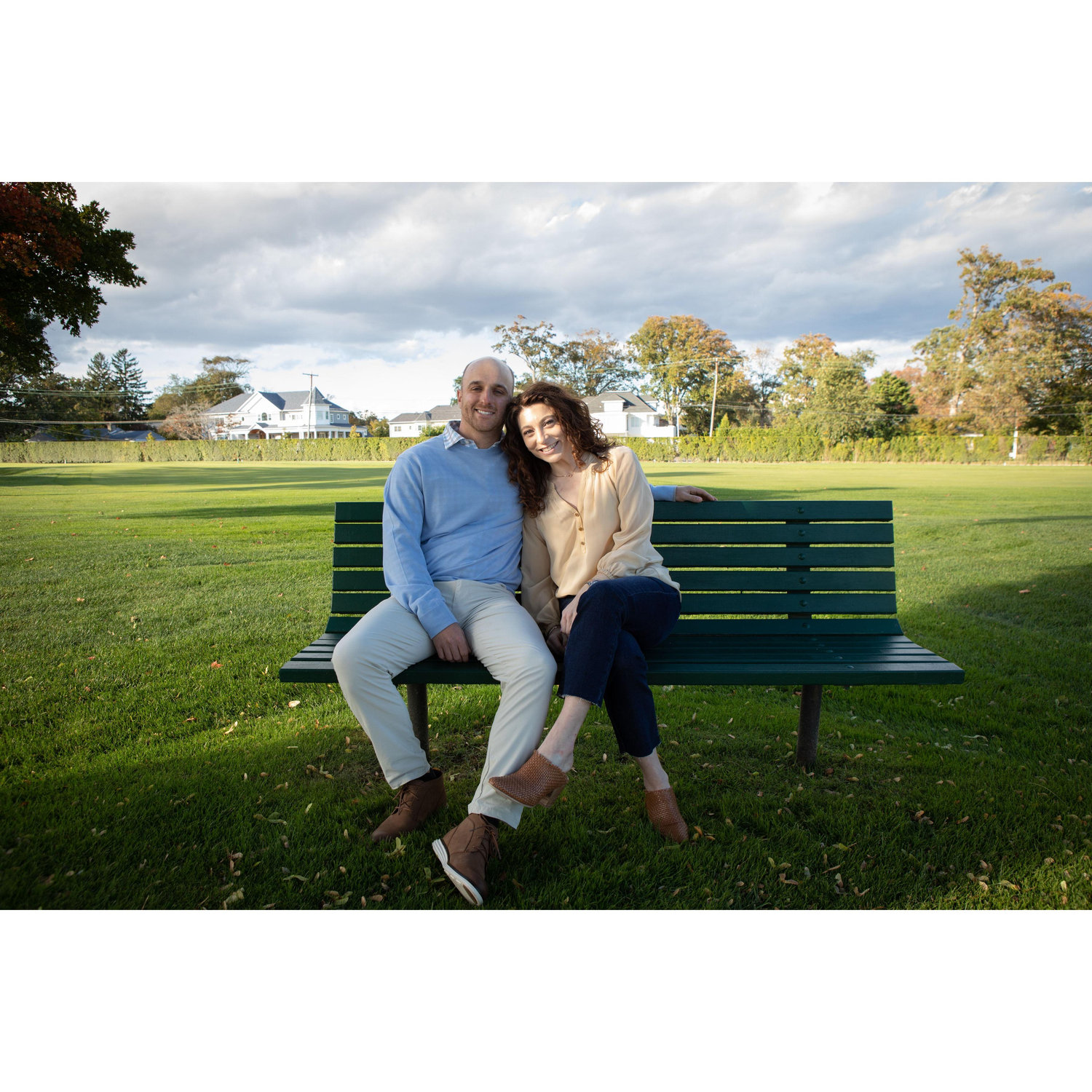 Starting our engagement photos on Ben's grandpa's bench