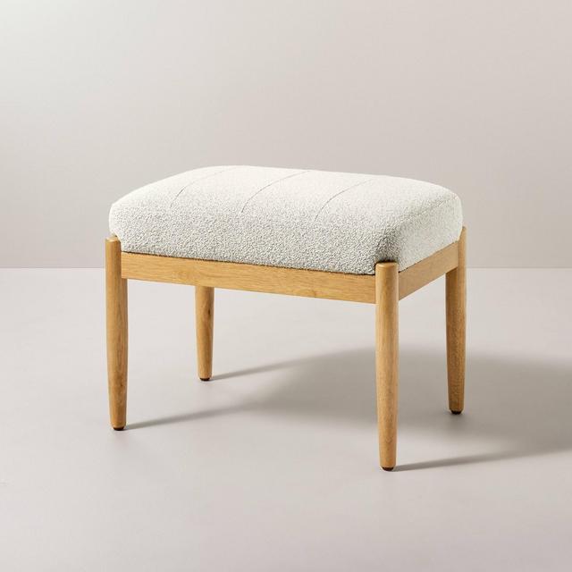 Boucle Upholstered Wood Ottoman - Oatmeal - Hearth & Hand™ with Magnolia