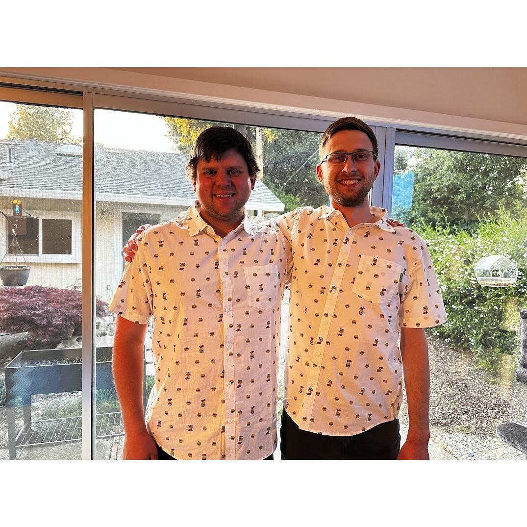 Taylor, best man, and Bryce. Bryce bought them matching hamburger shirts; the cool kids, indeed!