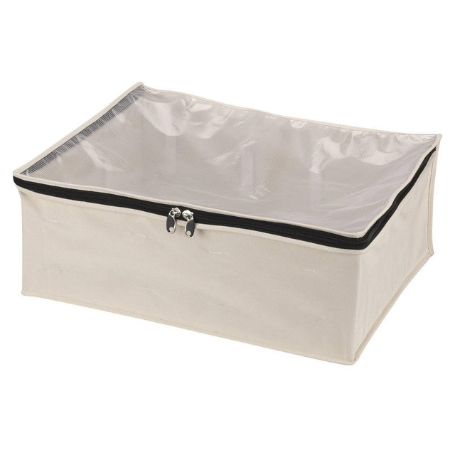 Household Essentials Cotton Blanket Bag: Off-White Storage for Bedding, Clothing & Shoes, Portable & Collapsible, 26" Width