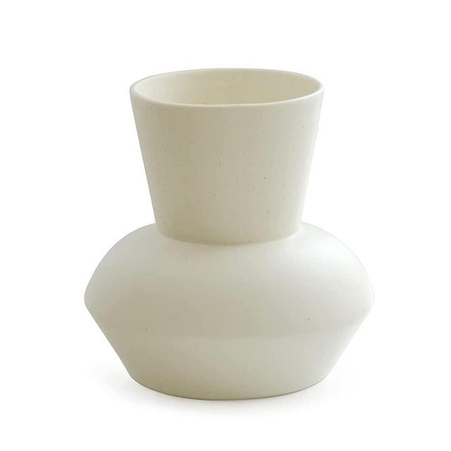Wide Mouth Ceramic Flower Vase, Minimalist Decor for Living Room